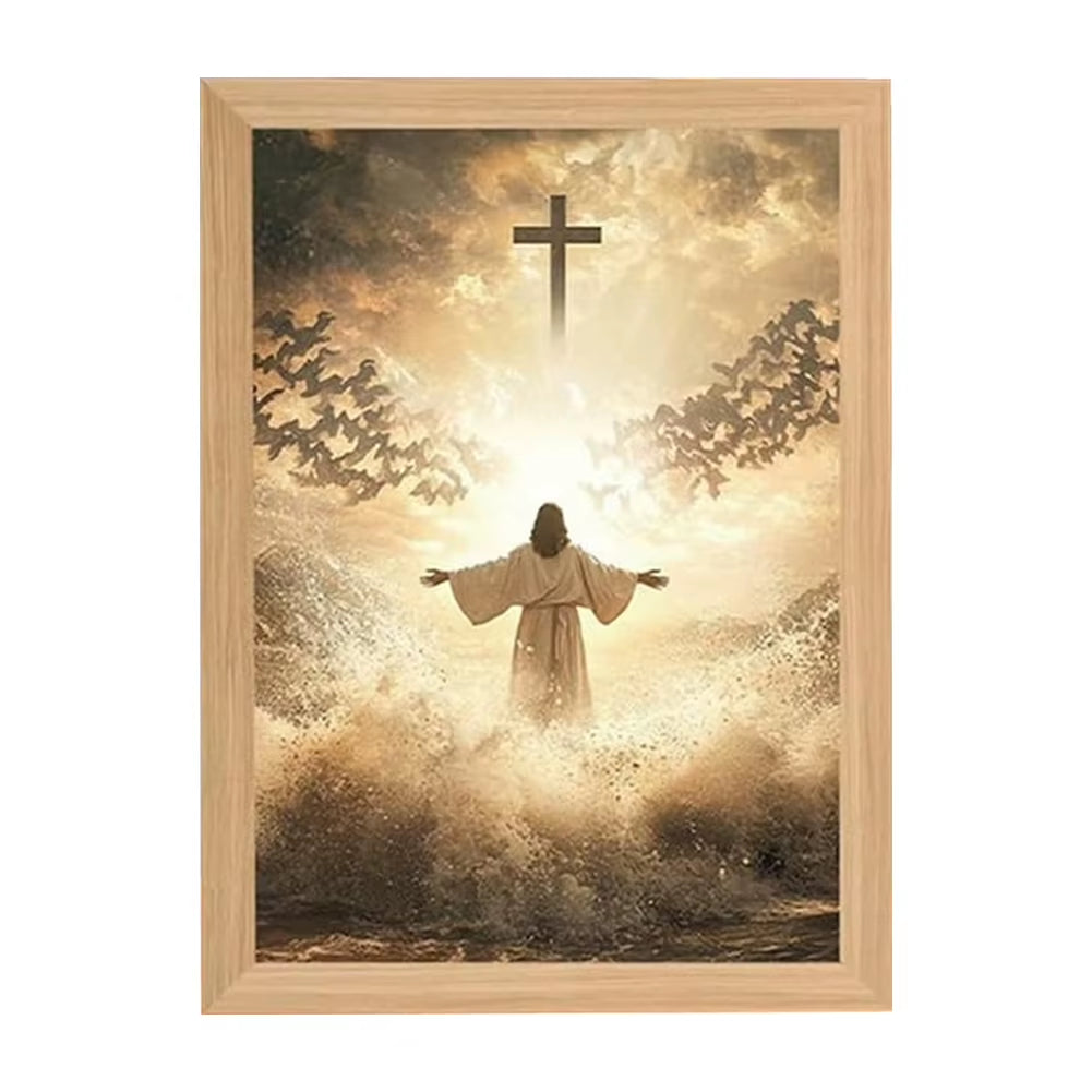 Jesus Lamp Jesus Light up Picture Night Light LED Light Painting Jesus Painting Decorative Lights Christian Decorative Gifts