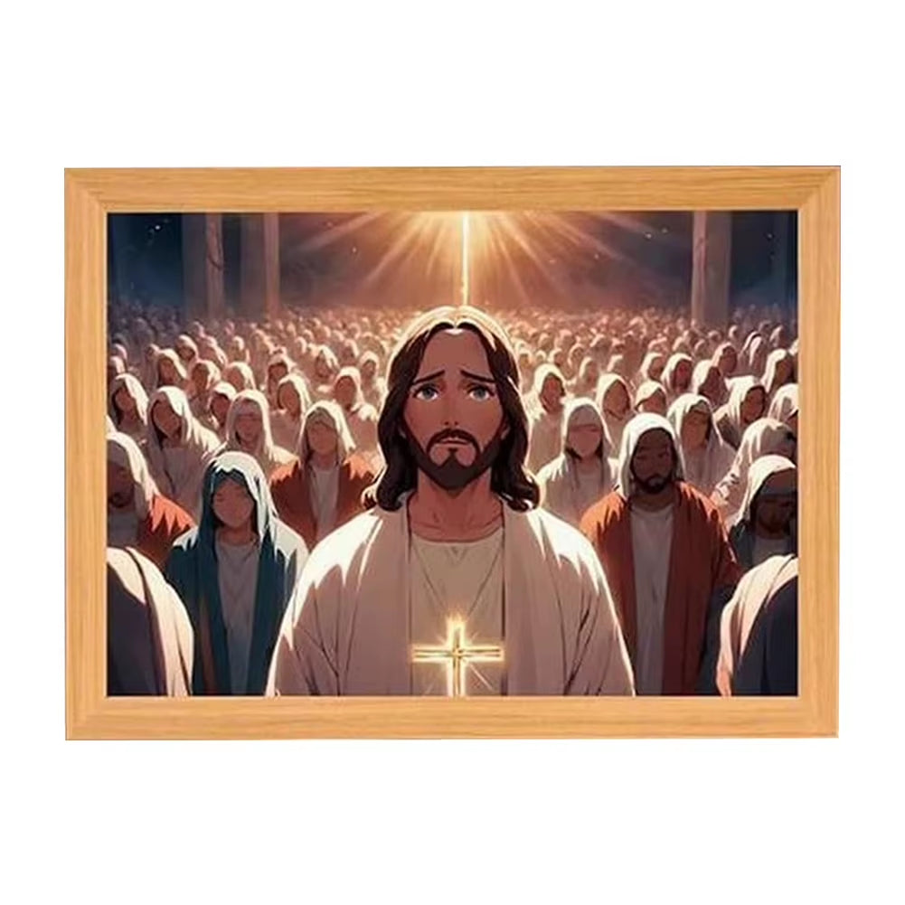 Jesus Lamp Jesus Light up Picture Night Light LED Light Painting Jesus Painting Decorative Lights Christian Decorative Gifts