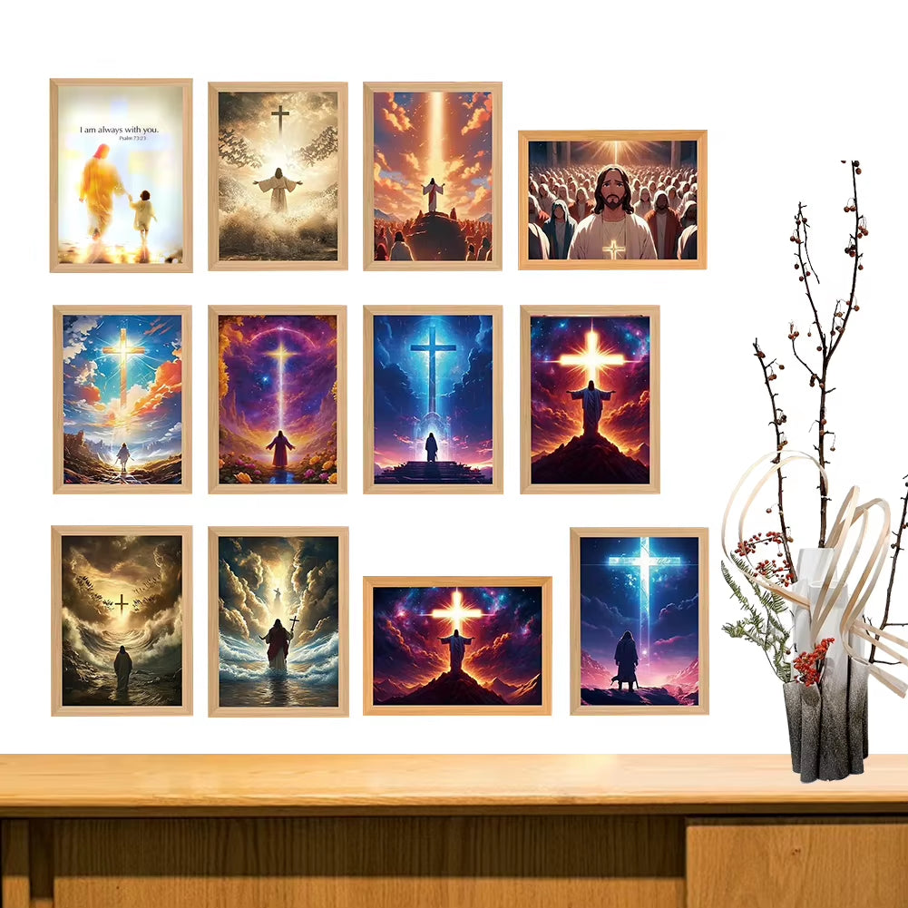 Jesus Lamp Jesus Light up Picture Night Light LED Light Painting Jesus Painting Decorative Lights Christian Decorative Gifts