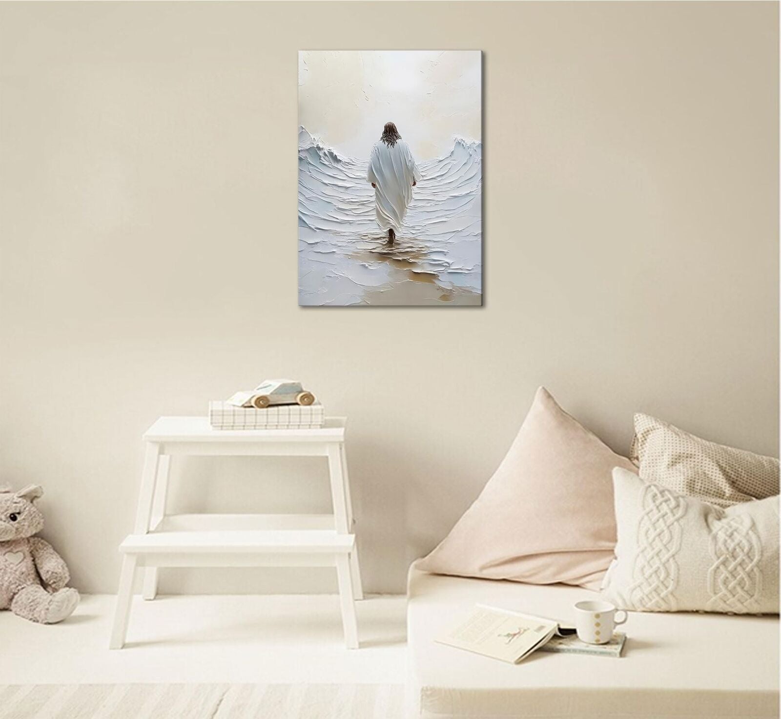 Jesus Walking on Water Canvas Wall Art Jesus Walking on Water Back Wall Decor...