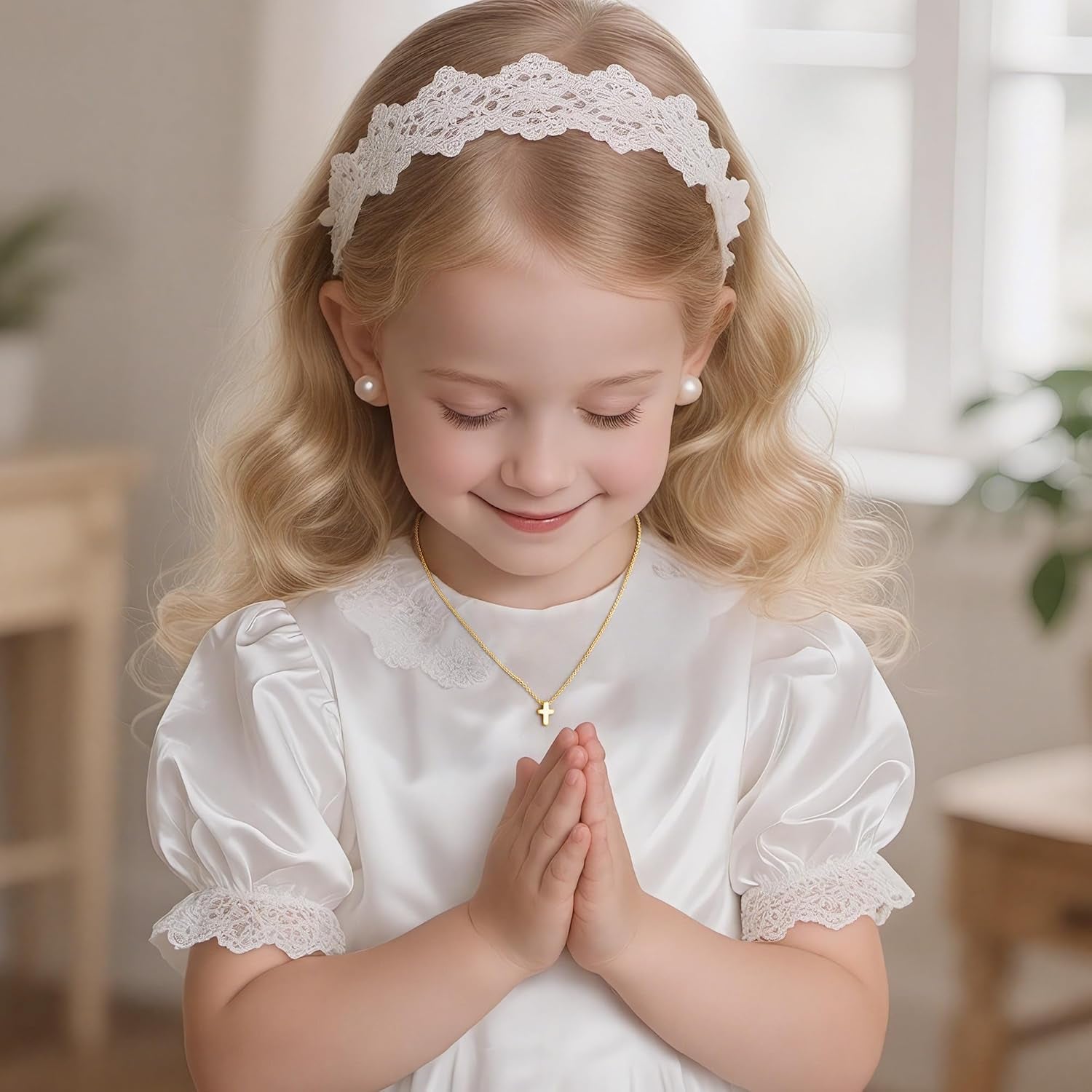 Cross Necklace for Women - Dainty Cute Bubble 3D Cross Pendant Necklace Sideways Cross Choker Layered 14K Real Gold Plated Cross Necklace Gifts for Women Girls