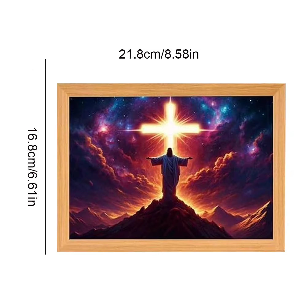 Jesus Lamp Jesus Light up Picture Night Light LED Light Painting Jesus Painting Decorative Lights Christian Decorative Gifts