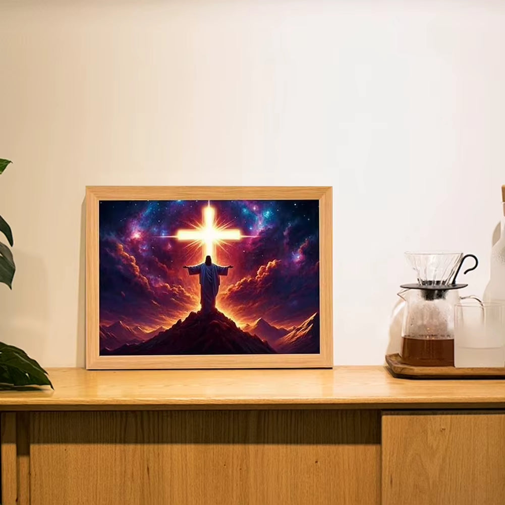 Jesus Lamp Jesus Light up Picture Night Light LED Light Painting Jesus Painting Decorative Lights Christian Decorative Gifts
