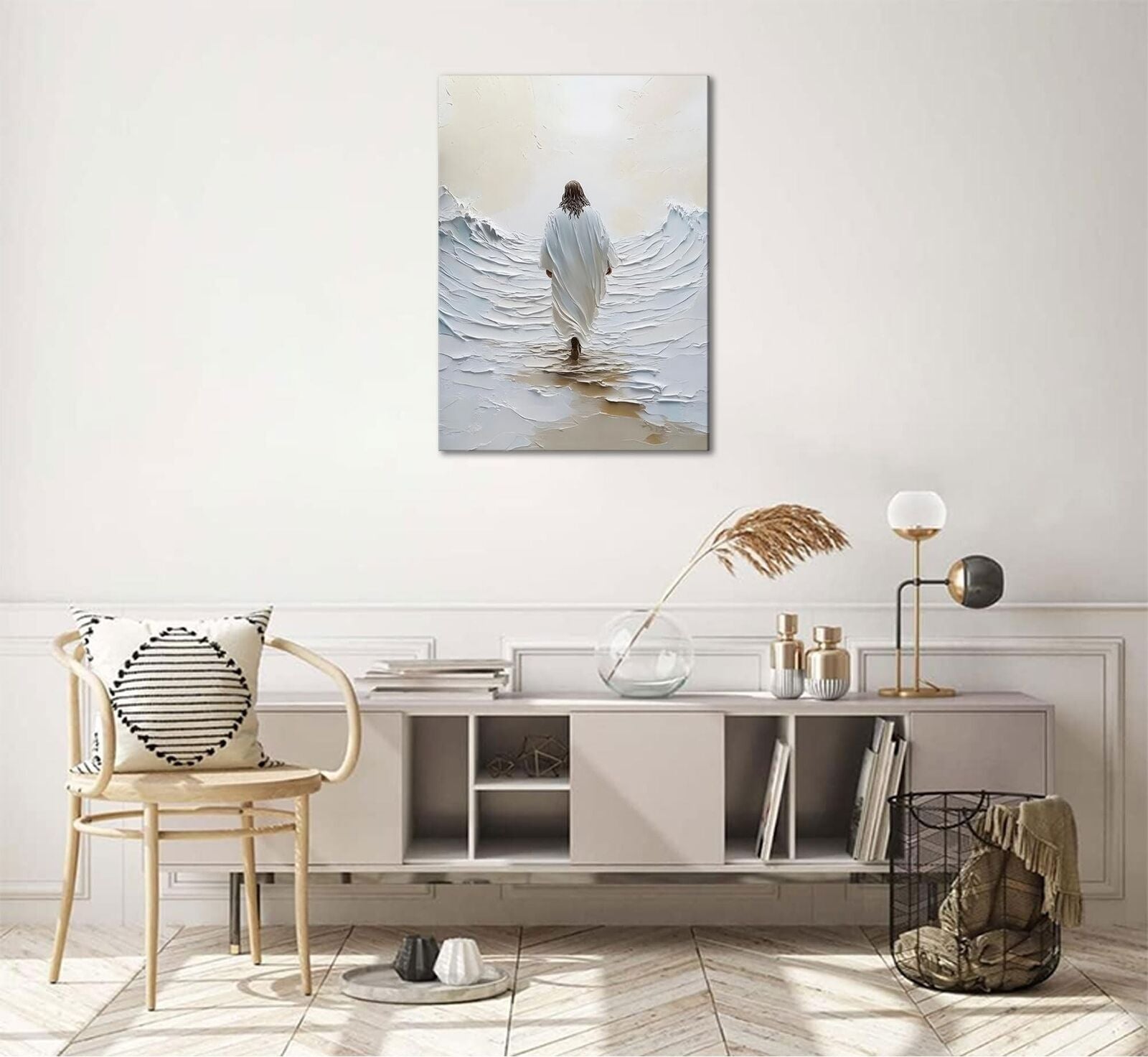 Jesus Walking on Water Canvas Wall Art Jesus Walking on Water Back Wall Decor...