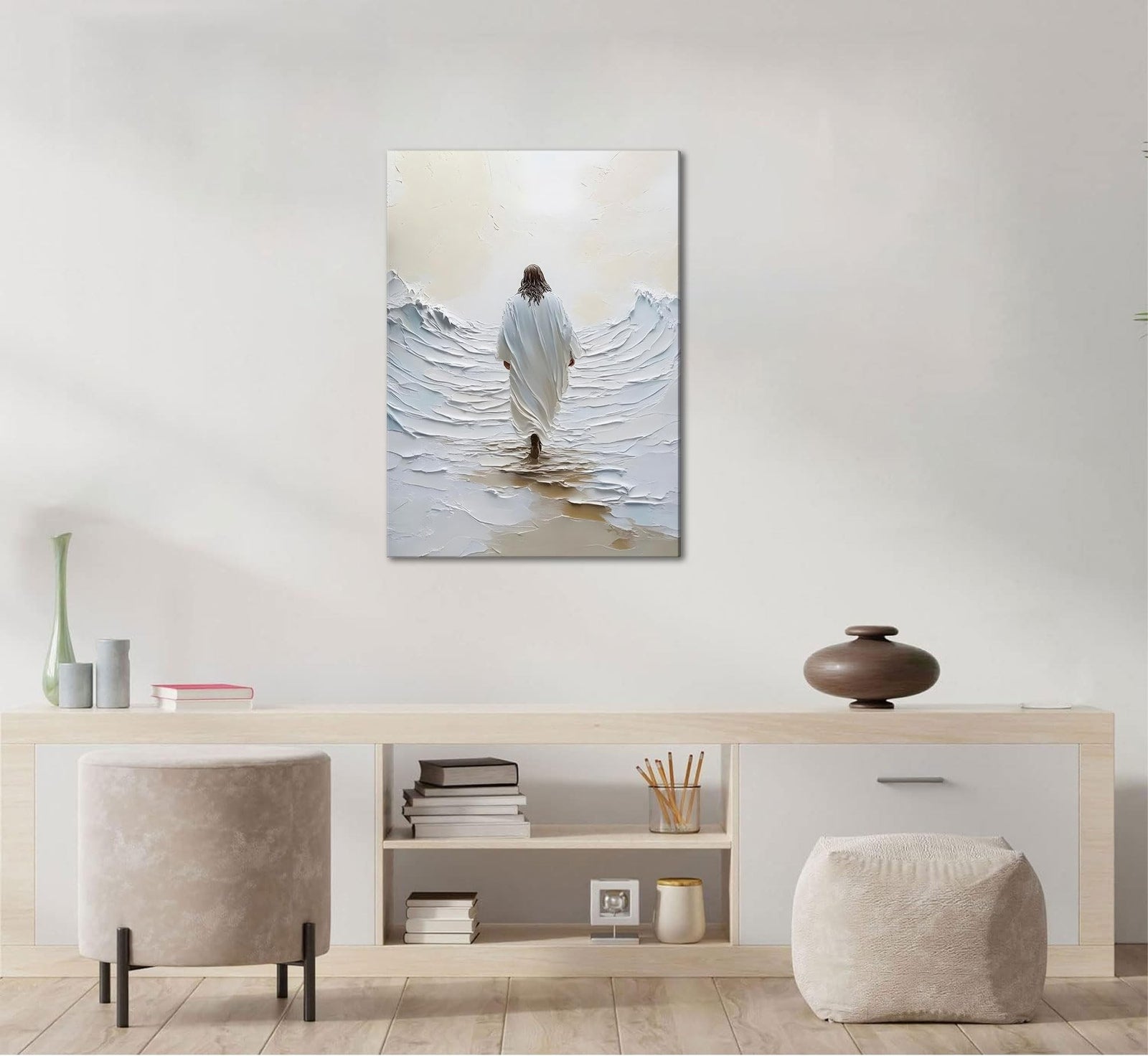 Jesus Walking on Water Canvas Wall Art Jesus Walking on Water Back Wall Decor...