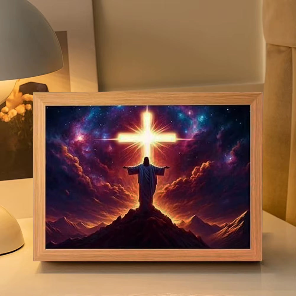 Jesus Lamp Jesus Light up Picture Night Light LED Light Painting Jesus Painting Decorative Lights Christian Decorative Gifts