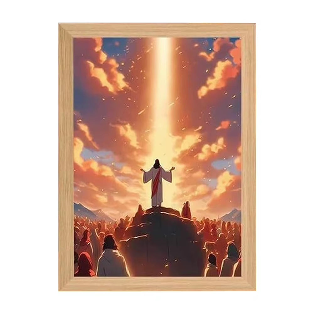 Jesus Lamp Jesus Light up Picture Night Light LED Light Painting Jesus Painting Decorative Lights Christian Decorative Gifts