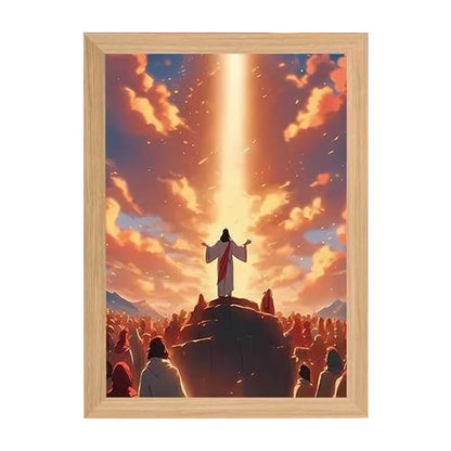 Jesus Lamp Jesus Light up Picture Night Light LED Light Painting Jesus Painting Decorative Lights Christian Decorative Gifts