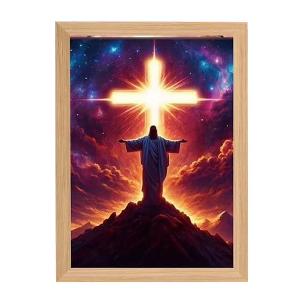Jesus Lamp Jesus Light up Picture Night Light LED Light Painting Jesus Painting Decorative Lights Christian Decorative Gifts