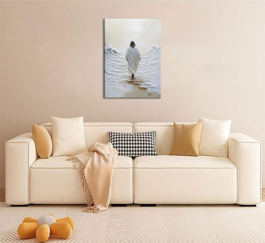 Jesus Walking on Water Canvas Wall Art Jesus Walking on Water Back Wall Decor...