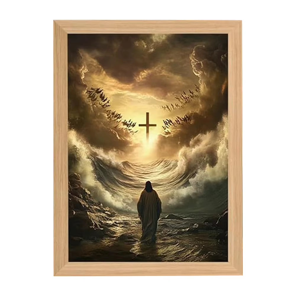 Jesus Lamp Jesus Light up Picture Night Light LED Light Painting Jesus Painting Decorative Lights Christian Decorative Gifts